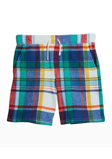Ralph Lauren Boy's Madras-Print Fleece Shorts, Size S-L