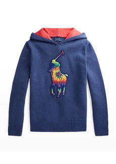 Ralph Lauren Boy's Pullover Hoodie Sweater with Tie-Dye Big Pony, Size S-L