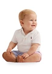 Ralph Lauren Boy's Short-Sleeve Polo Shirt w/ Striped Oxford Shorts, Size 6-24M