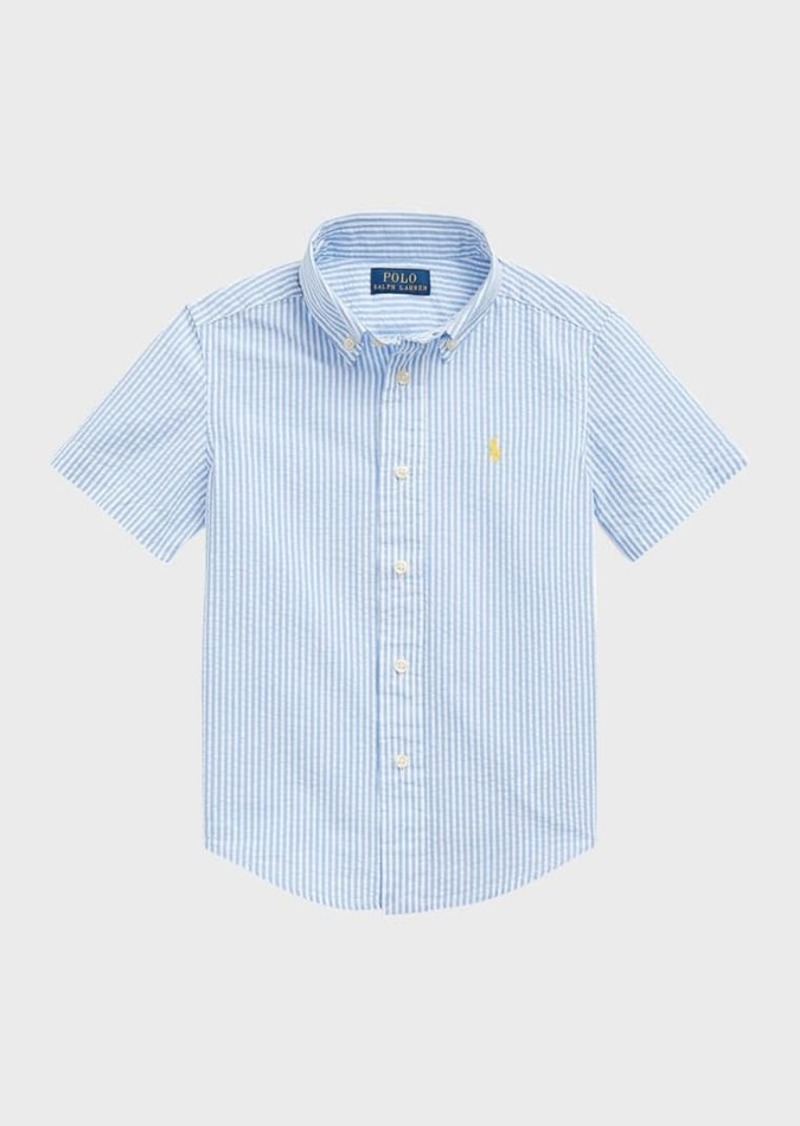Ralph Lauren Boy's Striped Seersucker Short-Sleeve Shirt, Size 5-7