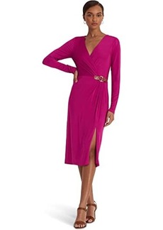 Ralph Lauren Buckle-Trim Jersey Cocktail Dress