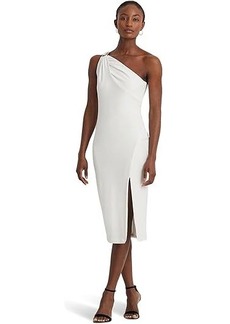 Ralph Lauren Buckle-Trim One-Shoulder Cocktail Dress