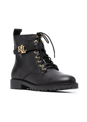 Ralph Lauren Burnished logo-plaque lace-up leather boots