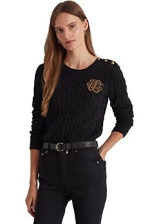 Ralph Lauren Button-Trim Cable-Knit Sweater