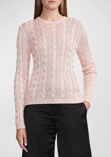 Ralph Lauren Cable High-Shine Silk Sweater, Pink