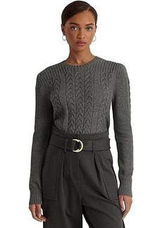 Ralph Lauren Cable-Knit Puff-Sleeve Sweater