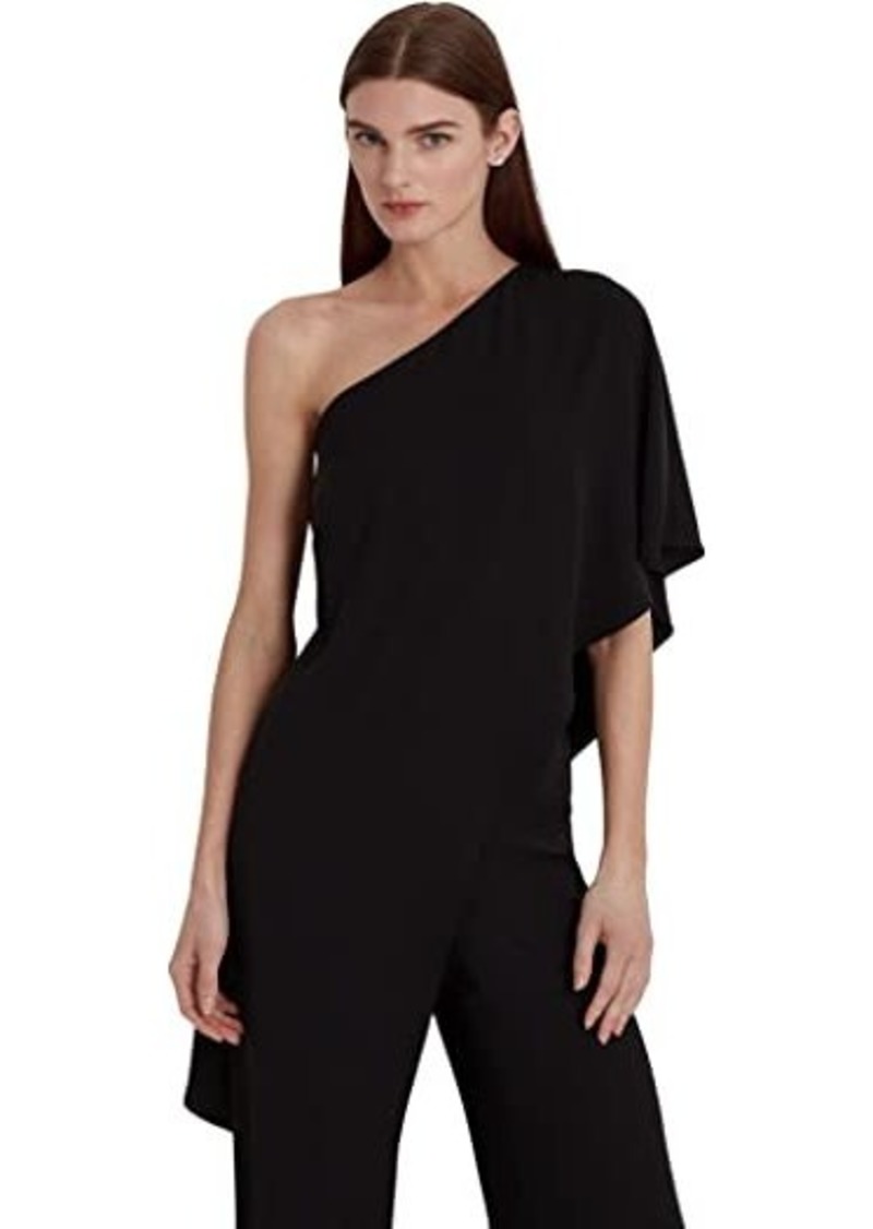 Ralph Lauren Cape Georgette One-Shoulder Jumpsuit