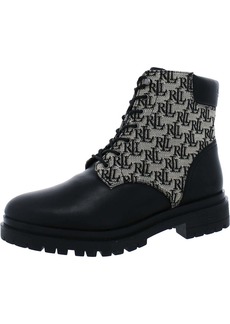 Ralph Lauren Carlee Womens Suede Shearling Combat & Lace-up Boots