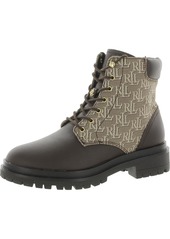 Ralph Lauren Carlee Womens Suede Shearling Combat & Lace-up Boots