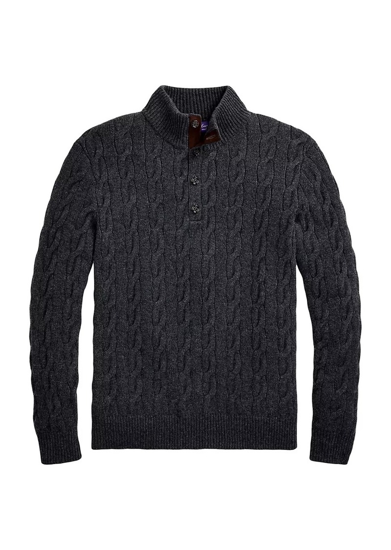 Ralph Lauren Cashmere Cable-Knit Mock Turtleneck Sweater