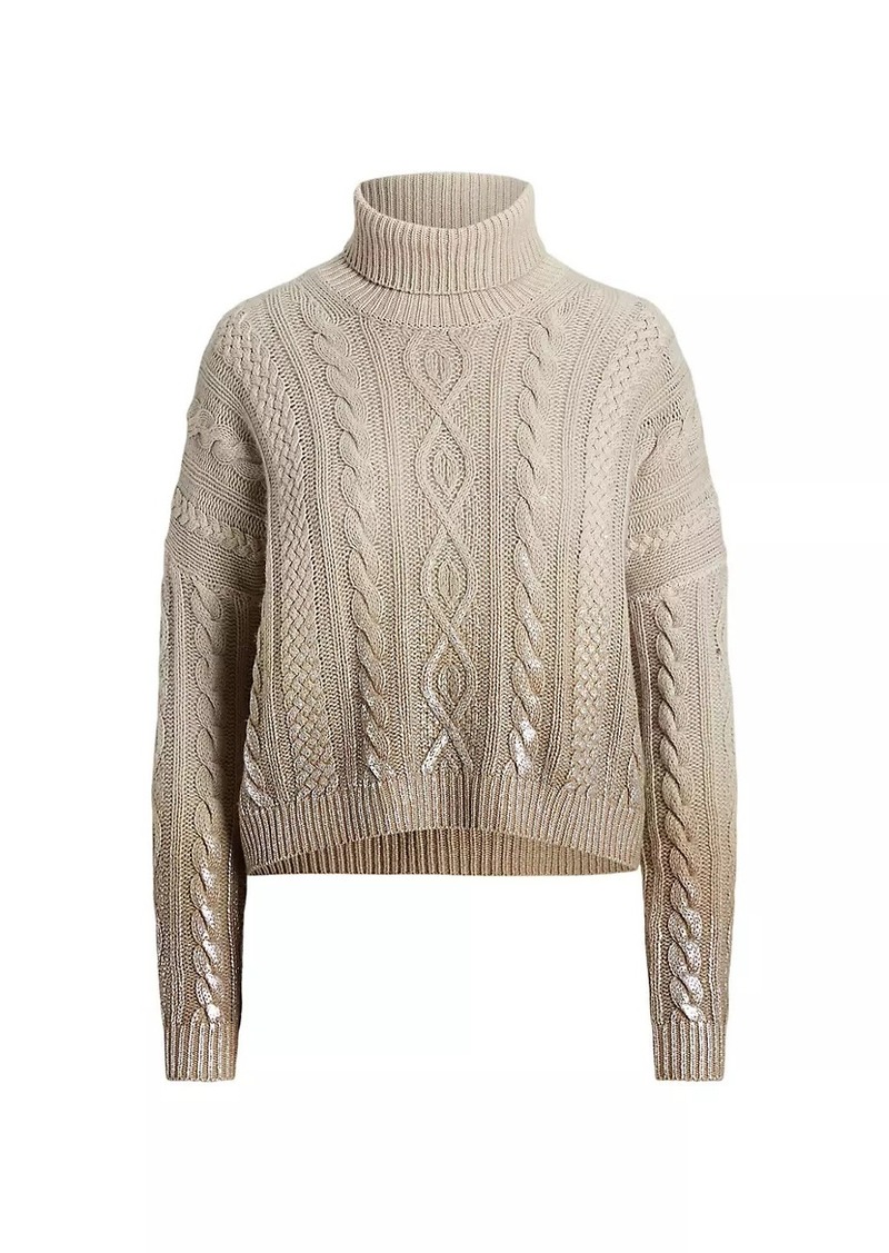 Ralph Lauren Cashmere Cable-Knit Turtleneck Sweater