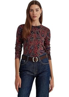 Ralph Lauren Checked Paisley Cotton-Blend Sweater