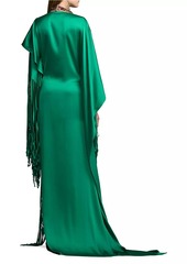 Ralph Lauren Clarisa Fringed Silk Charmeuse Gown