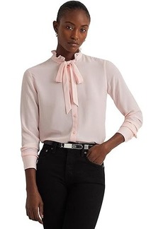 Ralph Lauren Classic Fit Georgette Tie-Neck Shirt