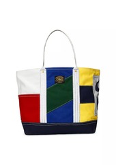 Ralph Lauren Polo Colorblocked Canvas & Leather Tote Bag