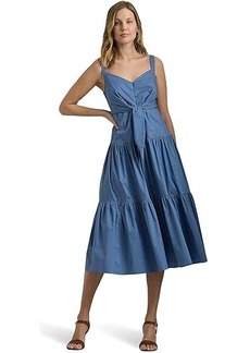 Ralph Lauren Cotton-Blend Tie-Front Tiered Dress