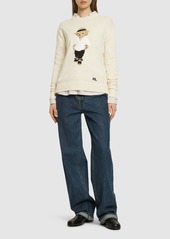 Ralph Lauren Cotton Jersey Crewneck Sweater W/ Bear