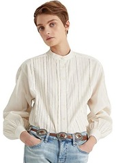 Ralph Lauren Cotton Voile Blouson-Sleeve Shirt