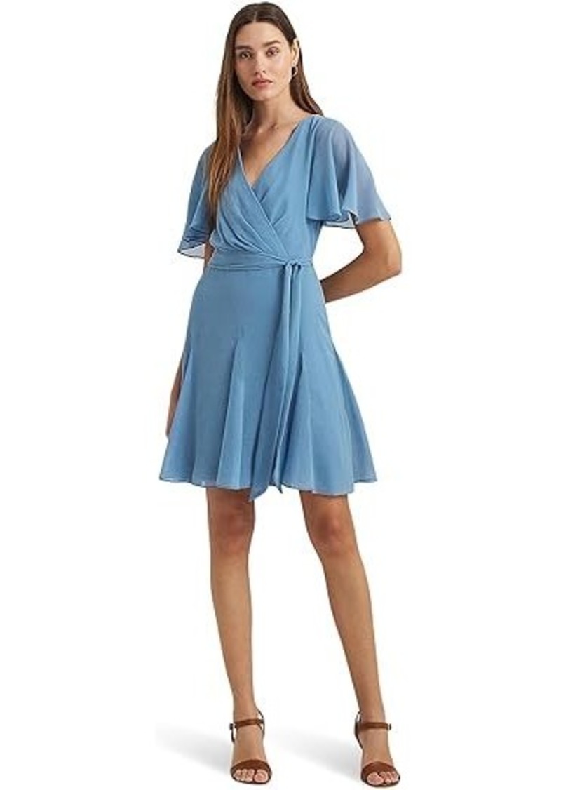 Ralph Lauren Crinkle Georgette Surplice Dress