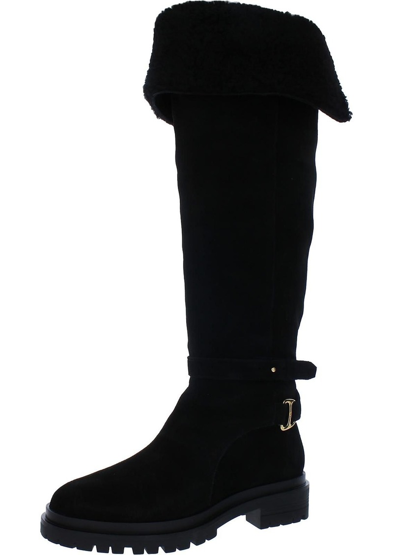 Ralph Lauren Cristine Womens Suede Shearling Over-The-Knee Boots