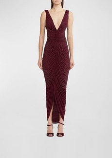 Ralph Lauren Daemyn Plunging Strass Embellished Ruched Gown