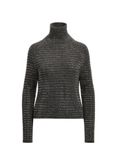 Ralph Lauren Embellished Long-Sleeve Saddle Funnelneck Sweater