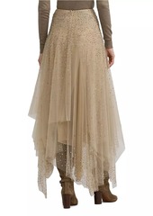 Ralph Lauren Embellished Silk-Blend Tulle Asymmetric Maxi-Skirt