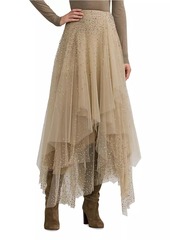 Ralph Lauren Embellished Silk-Blend Tulle Asymmetric Maxi-Skirt