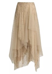 Ralph Lauren Embellished Silk-Blend Tulle Asymmetric Maxi-Skirt