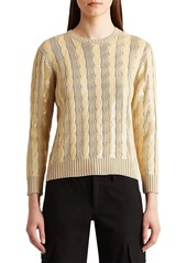 Ralph Lauren Embellished Two-Tone Silk Cable-Knit Sweater