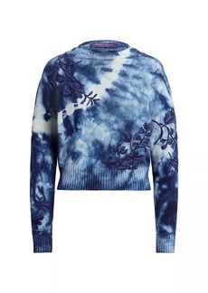 Ralph Lauren Embroidered Floral Tie-Dye Crewneck Sweater