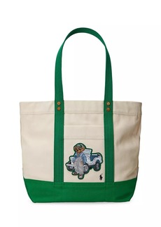 Ralph Lauren: Polo Medium Embroidered Polo Bear Canvas Tote Bag