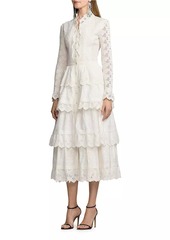Ralph Lauren Stella Embroidered Poplin Midi-Dress