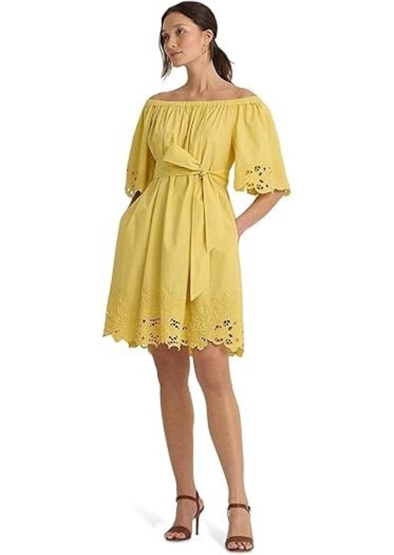 Ralph Lauren Eyelet Cotton Off-the-Shoulder Dress