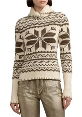 Ralph Lauren Fair Isle Cashmere Shawl-Collar Sweater