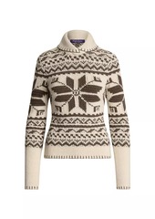 Ralph Lauren Fair Isle Cashmere Shawl-Collar Sweater