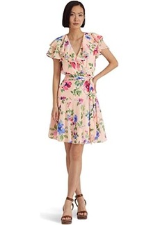 Ralph Lauren Floral Belted Crinkle Georgette Dress