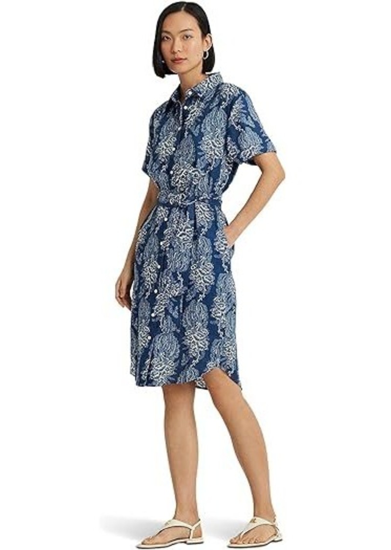 Ralph Lauren Floral Belted Linen Shirtdress