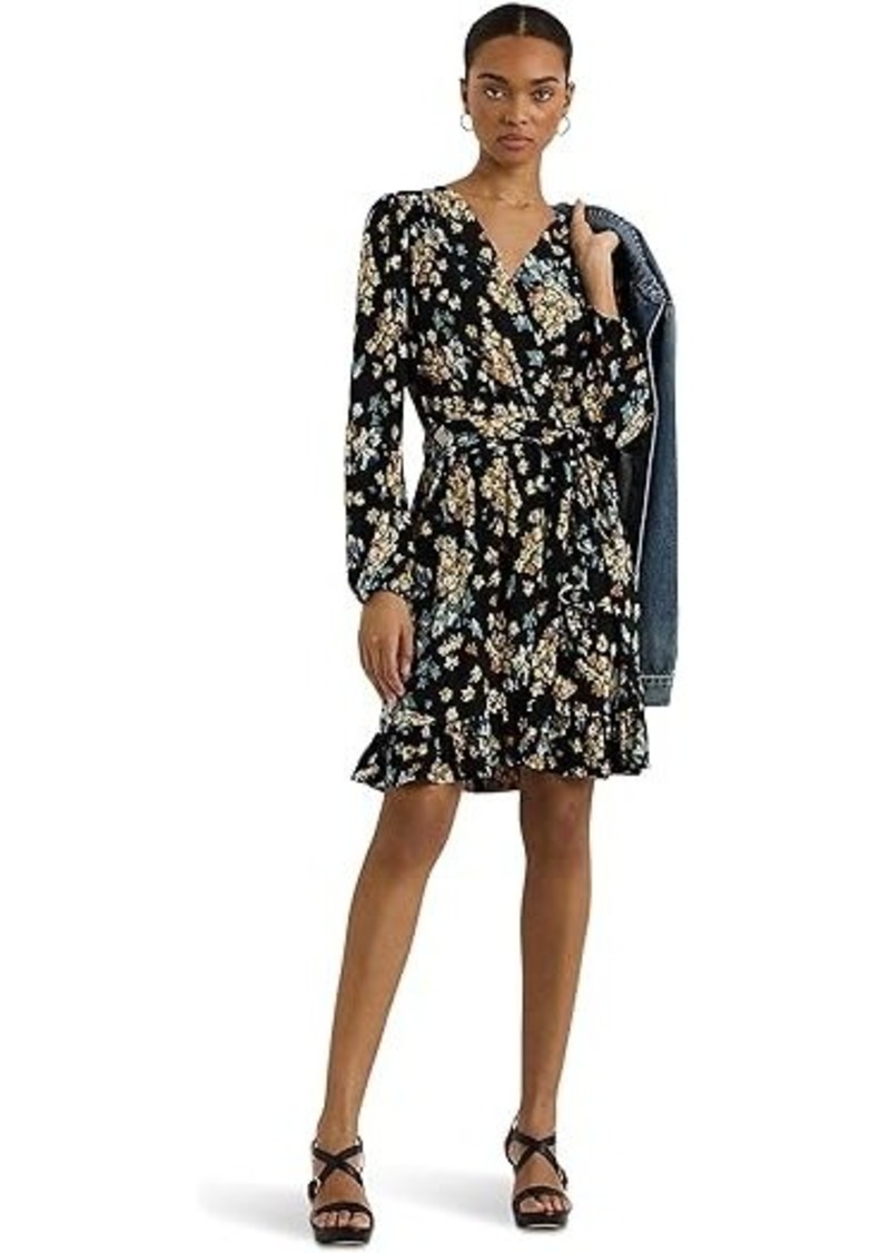 Ralph Lauren Floral Belted Stretch Jersey Dress