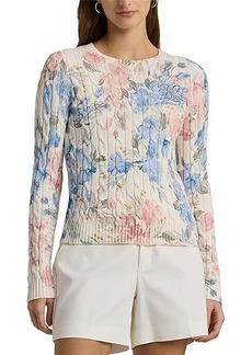 Ralph Lauren Floral Cable-Knit Cotton Sweater