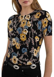 Ralph Lauren Floral Cotton-Blend Short-Sleeve Sweater