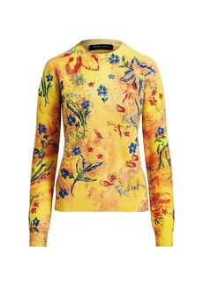 Ralph Lauren Floral-Embroidered Cashmere Sweater