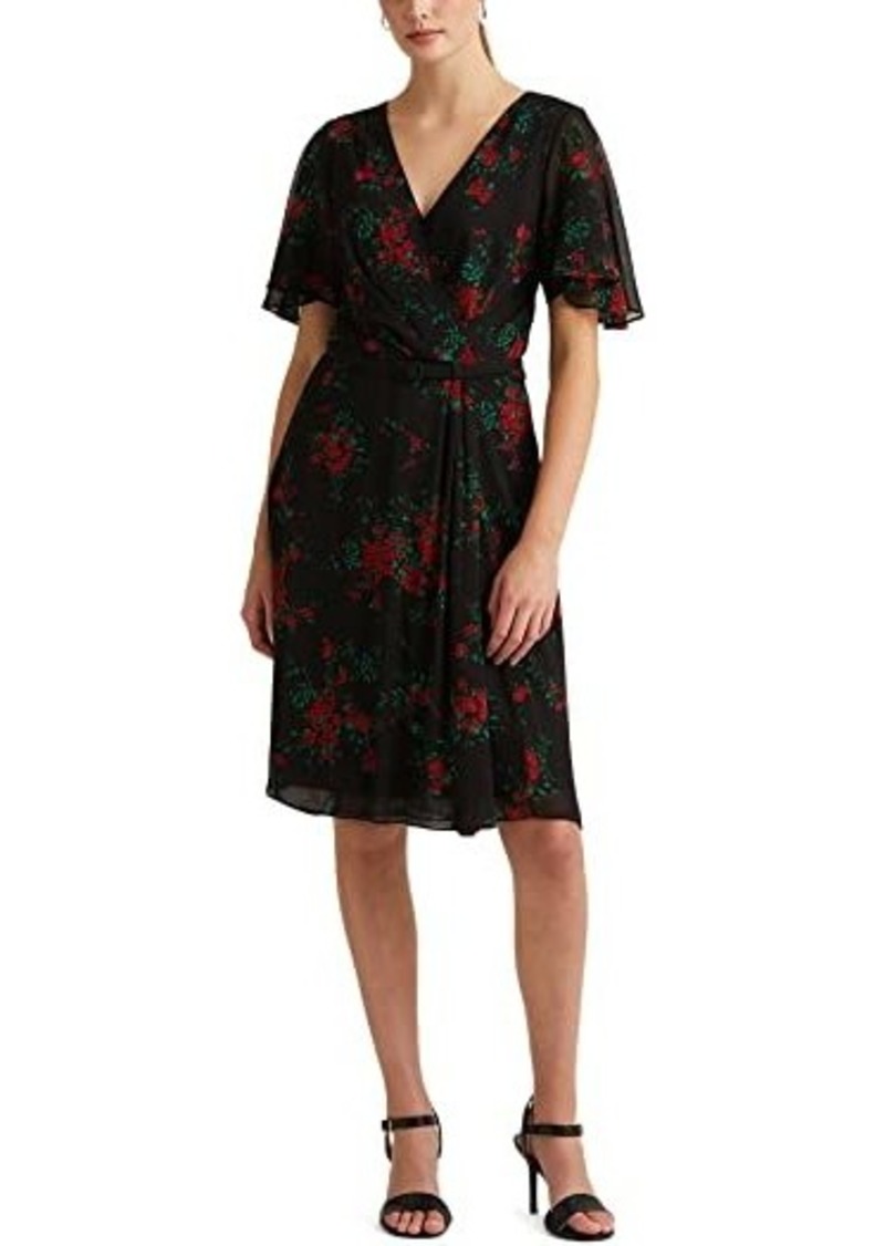 Ralph Lauren Floral Flutter-Sleeve Georgette Dress