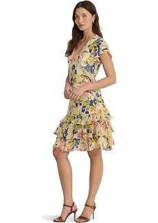 Ralph Lauren Floral Georgette Drop-Waist Dress