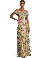 Ralph Lauren Floral Georgette Off-the-Shoulder Gown