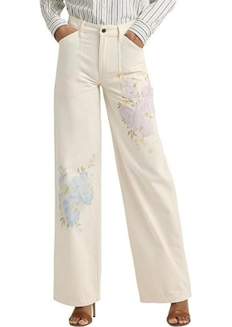 Ralph Lauren Floral High-Rise Wide-Leg Jeans in Mascarpone Cream Wash
