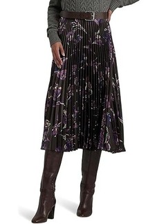 Ralph Lauren Floral Pleated Satin Charmeuse Skirt