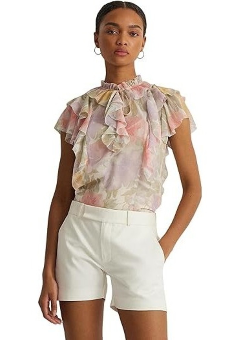 Ralph Lauren Floral Ruffle-Trim Georgette Blouse