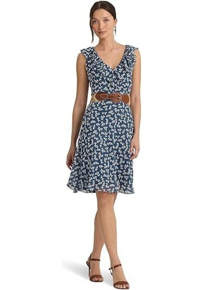 Ralph Lauren Floral Ruffle-Trim Georgette Dress