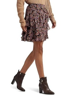 Ralph Lauren Floral Ruffle-Trim Georgette Skirt
